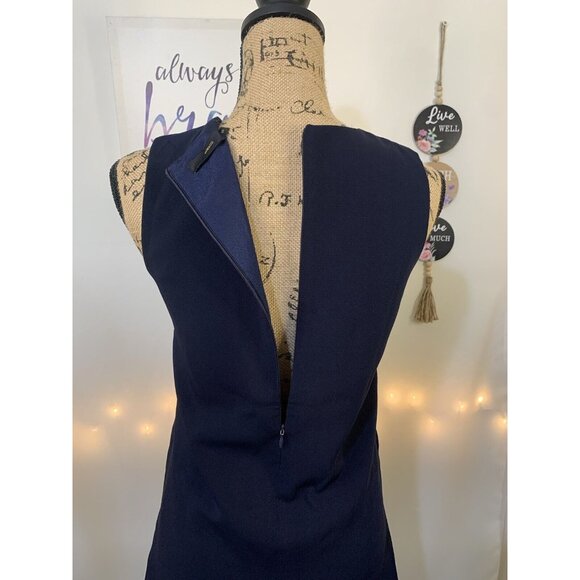 (C-79)Mme & Co Women’s Navy Sleeveless Tunic Dress Size S V-Neck Pockets Casual - Picture 6 of 10